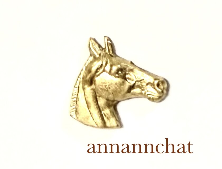【アメリカ製　馬　真鍮　ピンブローチ】横顔　2026　ゴールドカラー　