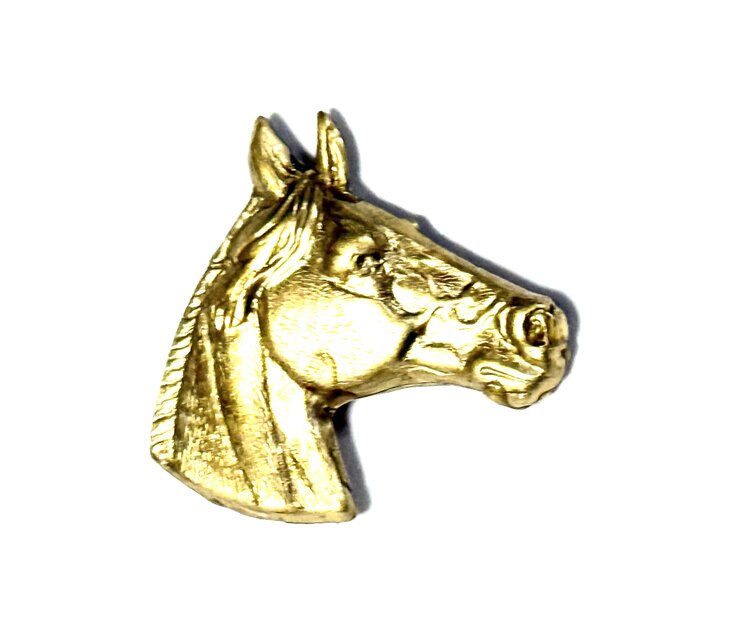 アメリカ製 馬 真鍮 ピンブローチ】横顔 2026 ゴールドカラー | iichi