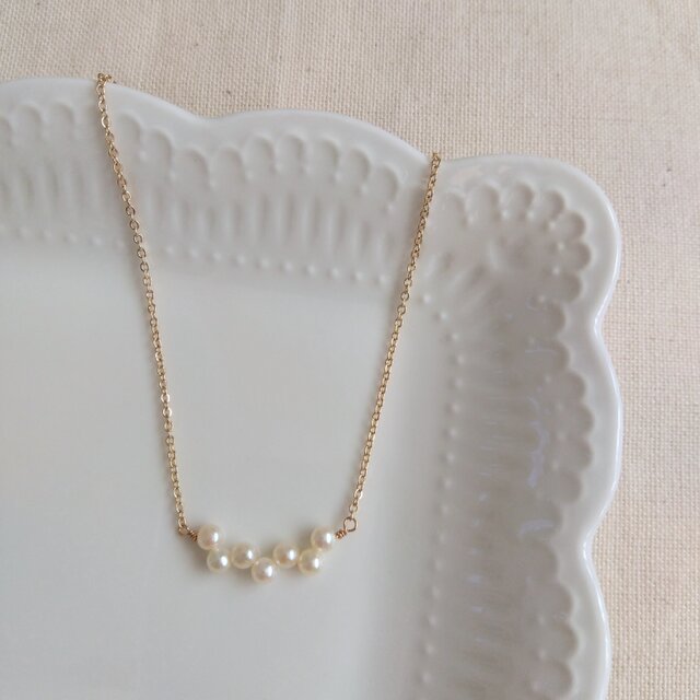 14kgf 優しいホワイトの凸凹淡水パールネックレス