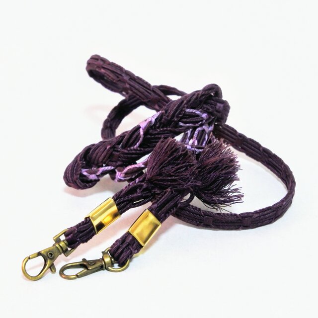 着物リメイク　帯締めで作ったスマホショルダー、スマホストラップ