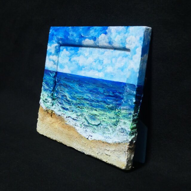 油絵 油彩 油彩画 絵 絵画 【海の砂浜】ミニ絵画 | iichi 日々の暮らし