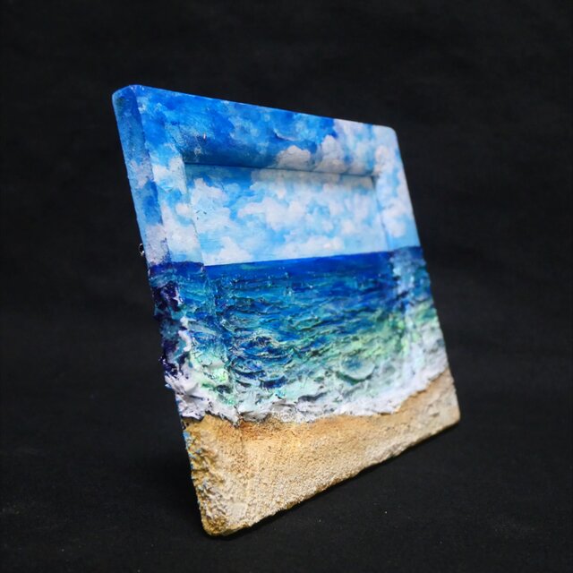 油絵 油彩 油彩画 絵 絵画 【砂浜の海】ミニ絵画 油絵 油彩 油彩画 絵 絵画 【夏の砂浜の海】ミニ絵画 油絵 油彩 油彩