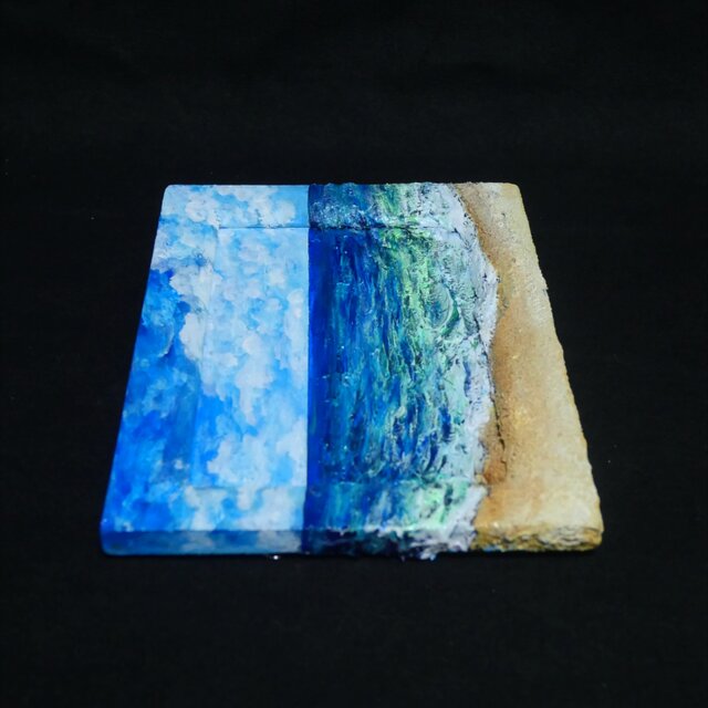 油絵 油彩 油彩画 絵 絵画 【海の砂浜】ミニ絵画 | iichi 日々の暮らし