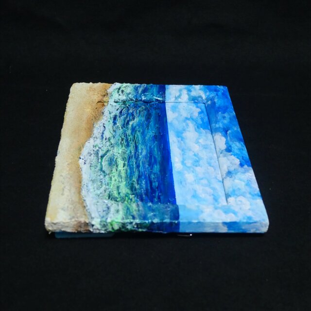 油絵 油彩 油彩画 絵 絵画 【海の砂浜】ミニ絵画 | iichi 日々の暮らし