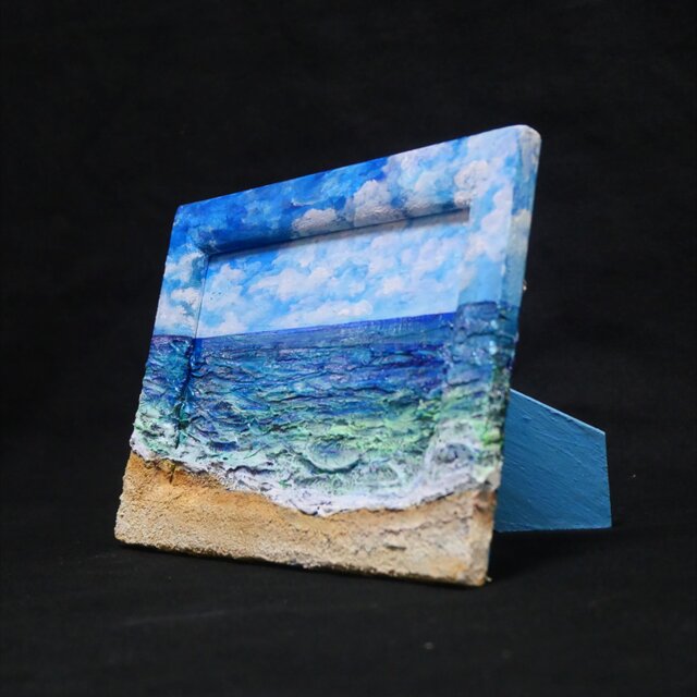 油絵 油彩 油彩画 絵 絵画 【海の砂浜】ミニ絵画 | iichi 日々の暮らし