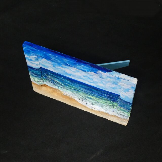 油絵 油彩 油彩画 絵 絵画 【海の砂浜】ミニ絵画 | iichi 日々の暮らし