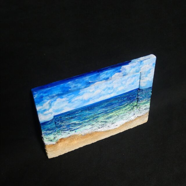油絵 油彩 油彩画 絵 絵画 【海の砂浜】ミニ絵画 | iichi 日々の暮らし