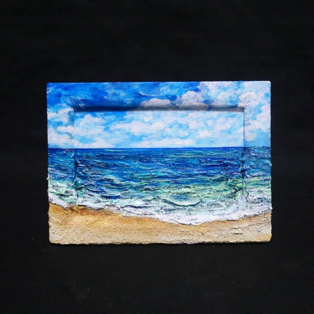 油絵 油彩 油彩画 絵 絵画 【海の砂浜】ミニ絵画 | iichi 日々の暮らし