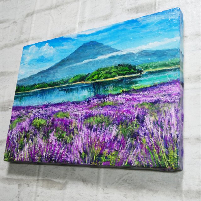 油絵 【河口湖のラベンダー畑】F4号 | iichi 日々の暮らしを心地よく