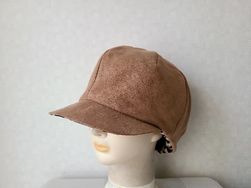 魅せる帽子☆リバーシブルが嬉しい♪ふんわりキャスケット～キャメル&千鳥格子