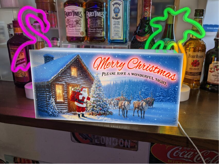メリークリスマス サンタクロース プレゼント 看板 置物 雑貨 ライト