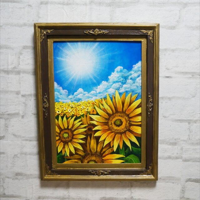 油絵【真夏のひまわり】A3 | iichi 日々の暮らしを心地よくする