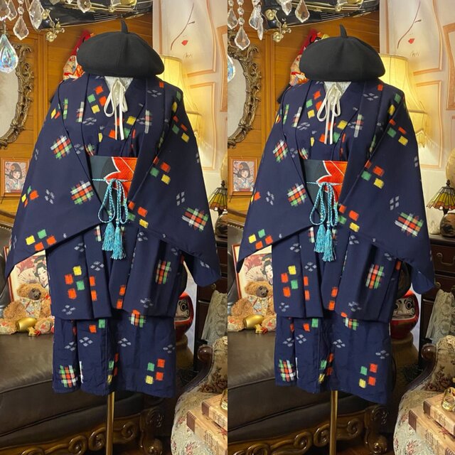 和洋折衷ミニミディワンピース 着物アンサンブル 名古屋帯サッシュ