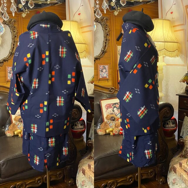 和洋折衷ミニミディワンピース 着物アンサンブル 名古屋帯サッシュ