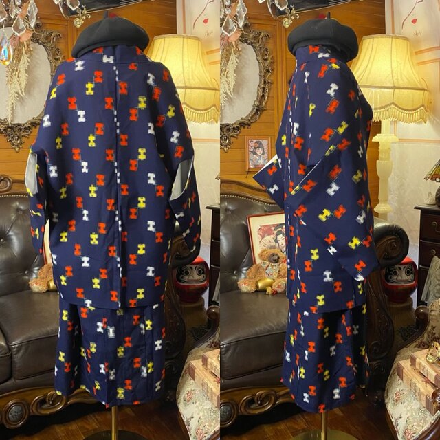 セミアンティーク　洋風建物　着物 セミアンティーク 洋風建物 着物