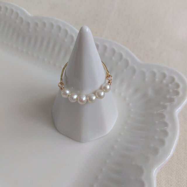 14kgf 小粒淡水パールのシンプルリング