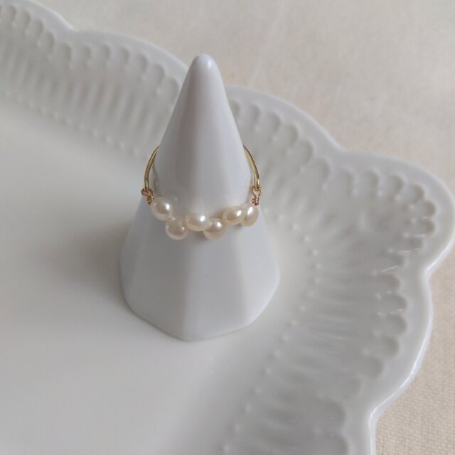 14kgf 淡水クレオパールの凸凹が可愛いリング