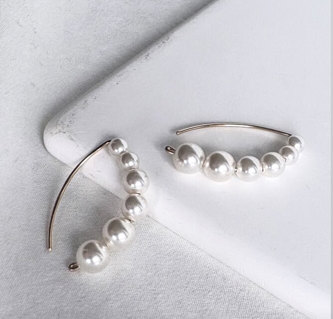14kgf pearl marquise マーキスピアス クリスタルパール | iichi 日々