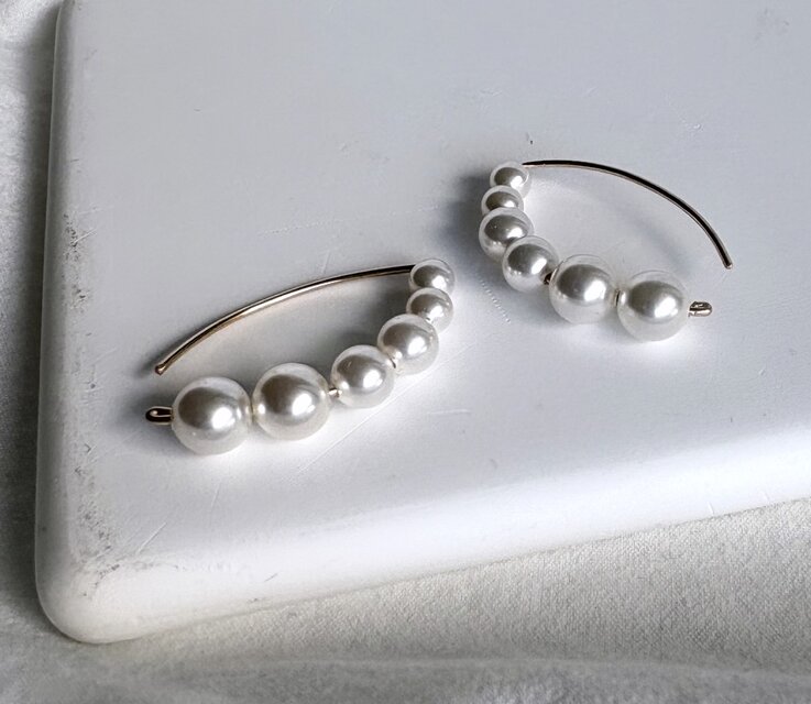 14kgf pearl marquise マーキスピアス クリスタルパール | iichi 日々