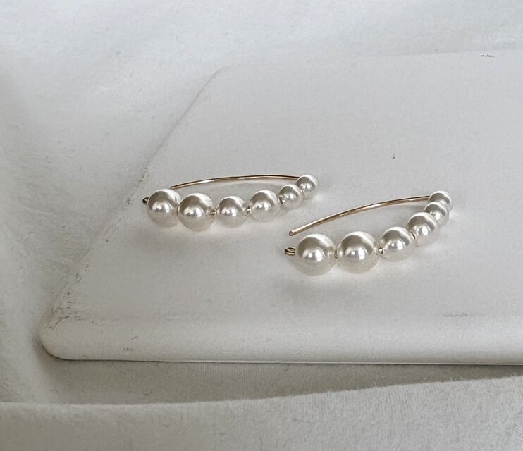 14kgf pearl marquise マーキスピアス クリスタルパール | iichi 日々