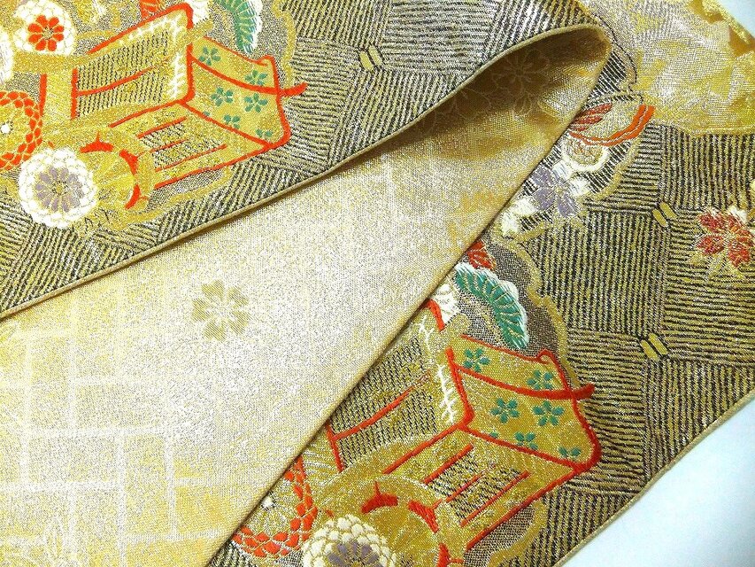 16)2397】180cm/鳳凰丸文様/タペストリー・テーブルランナー/和風/帯