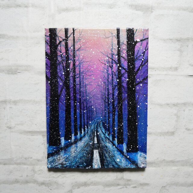 油絵(雪) 油絵【雪降る幻想】 | iichi 日々の暮らしを心地よくするハンドメイド