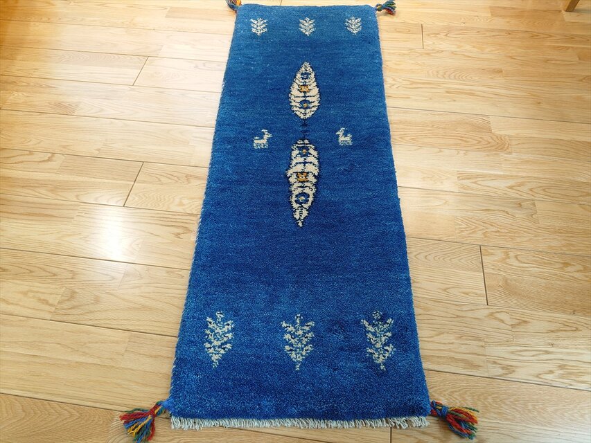 120x42cm ペルシャギャッベ ランナー (ギャベ) ペルシャ絨毯 ギャッベ ペルシャ ギャッベ ランナー中 144×52㎝ 糸杉 桃色 茜色 ボルドー