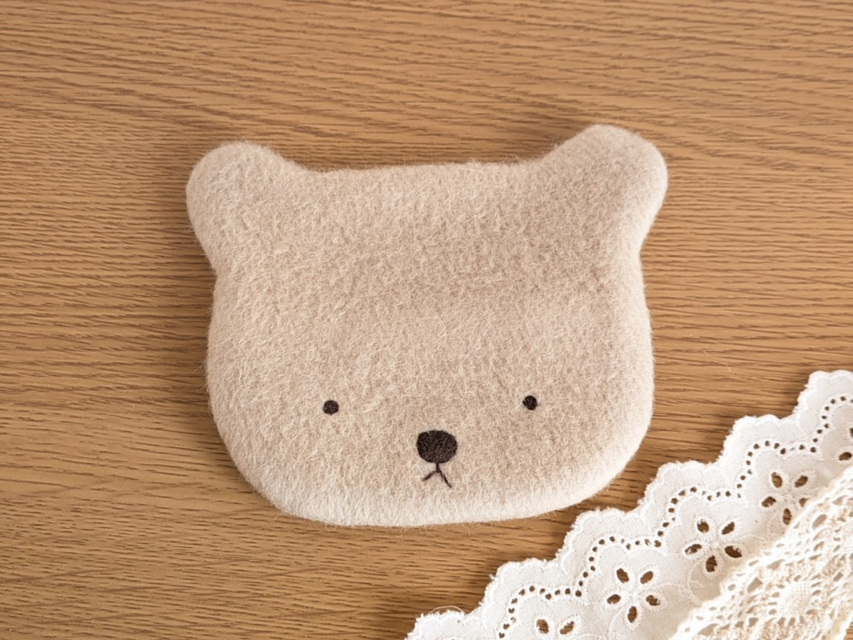 可愛いくまカイロケース（ベージュウール）