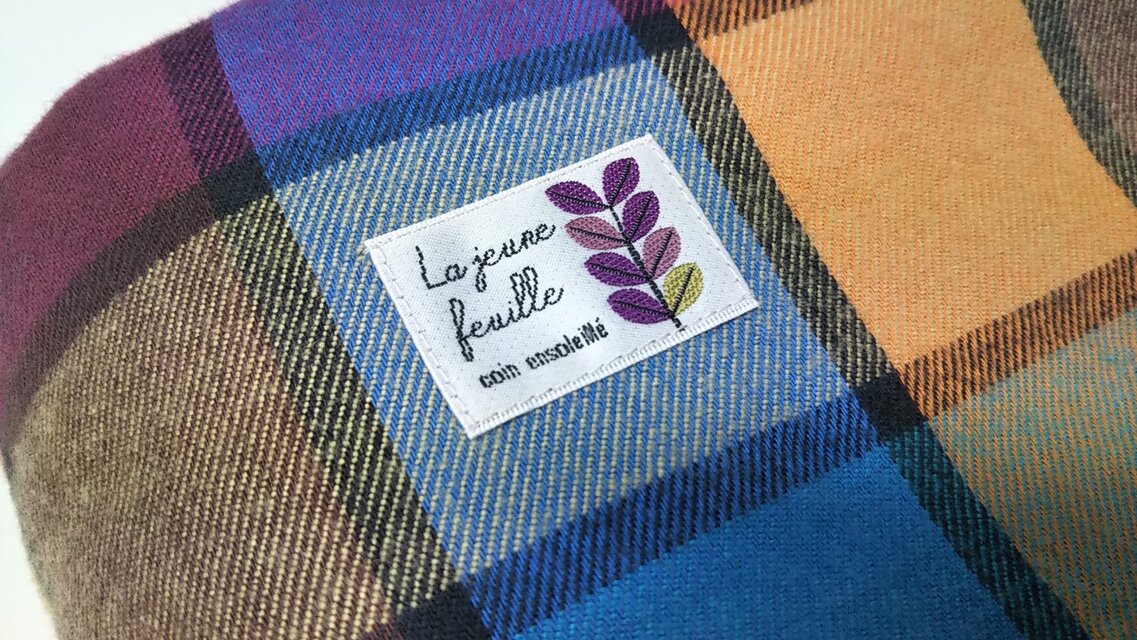 ブロックチェックのひざ掛け コットンフランネル×フリース ボルドー ⑧