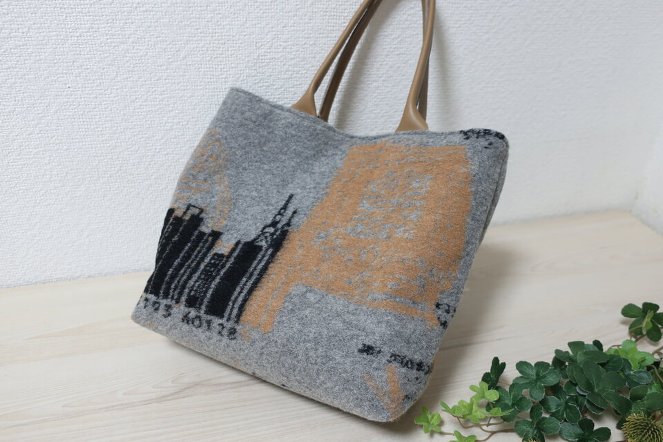 イタリア製ウール混スライパーニットシンプルトートバック