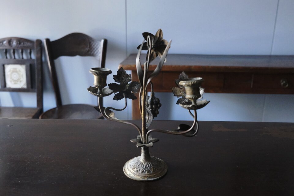 教会 燭台 百合 葡萄 キャンドル スタンド フランス アンティーク