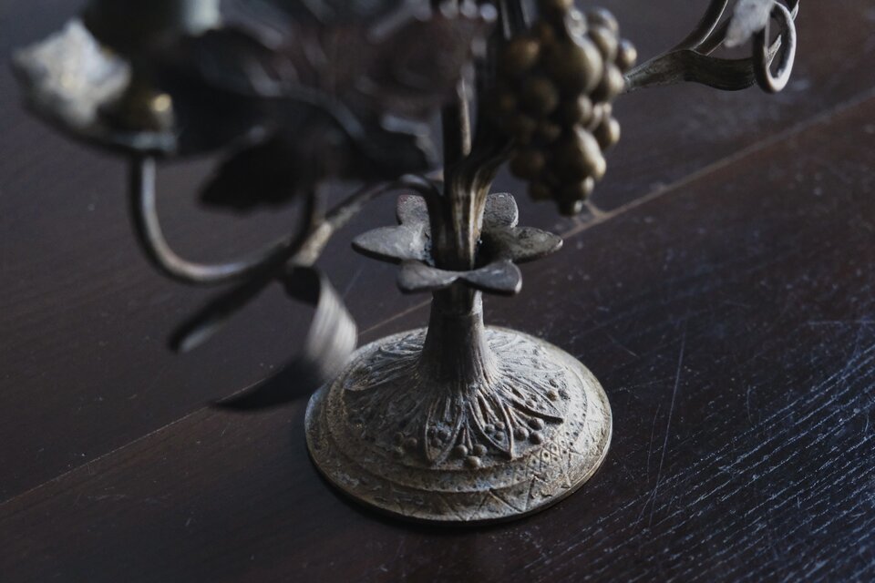教会 燭台 百合 葡萄 キャンドル スタンド フランス アンティーク