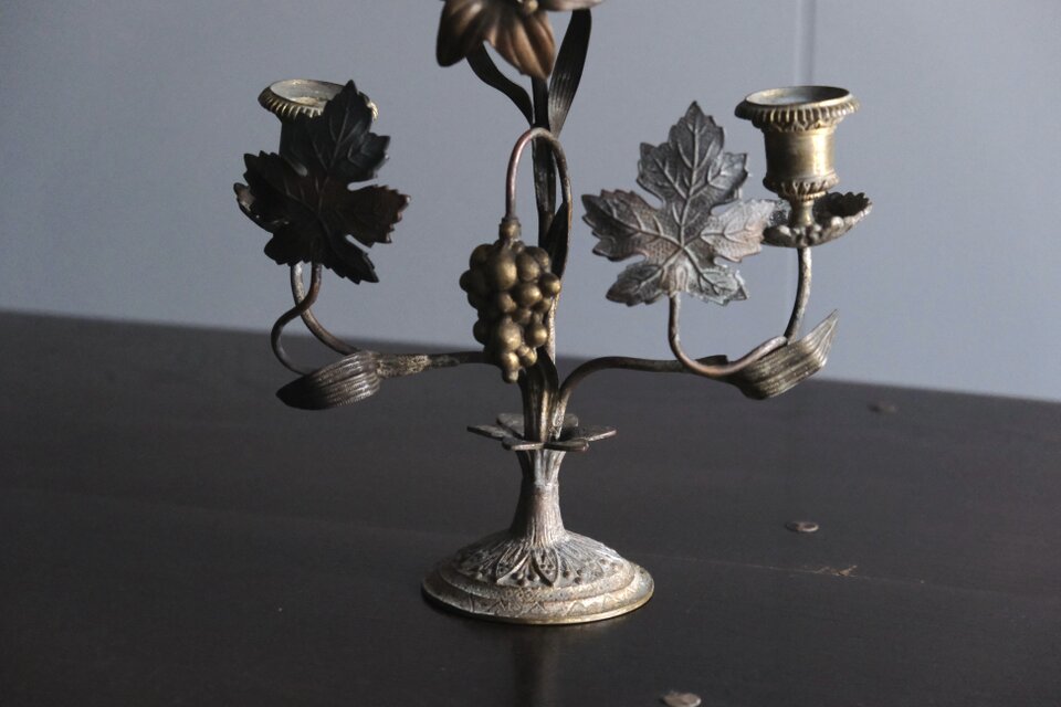 教会 燭台 百合 葡萄 キャンドル スタンド フランス アンティーク