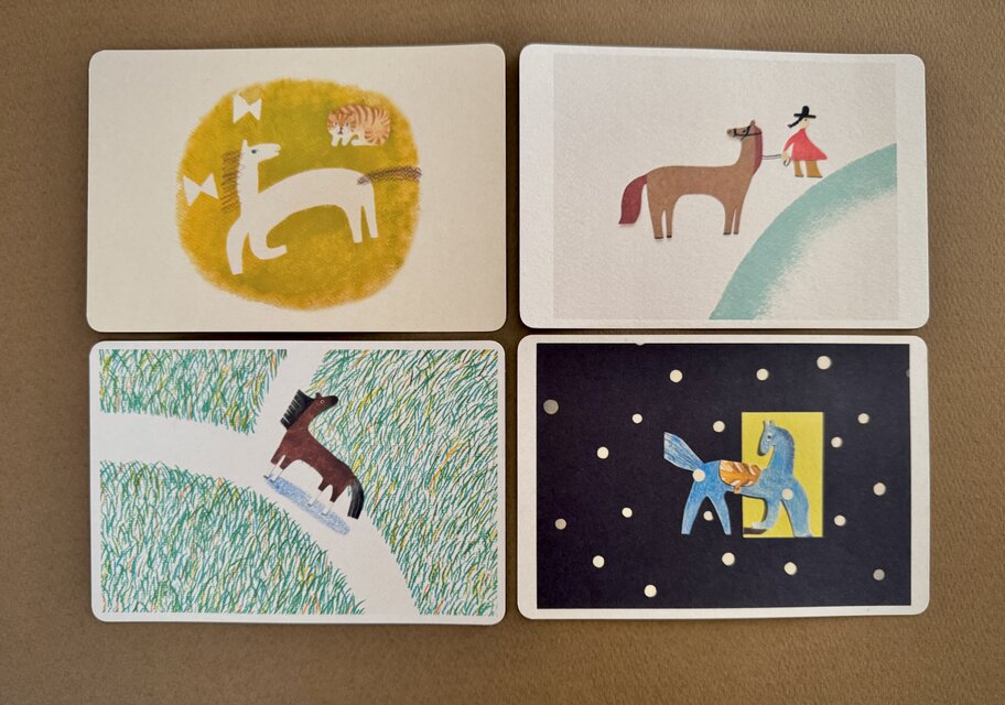 うまの絵柄のポストカード4種セット