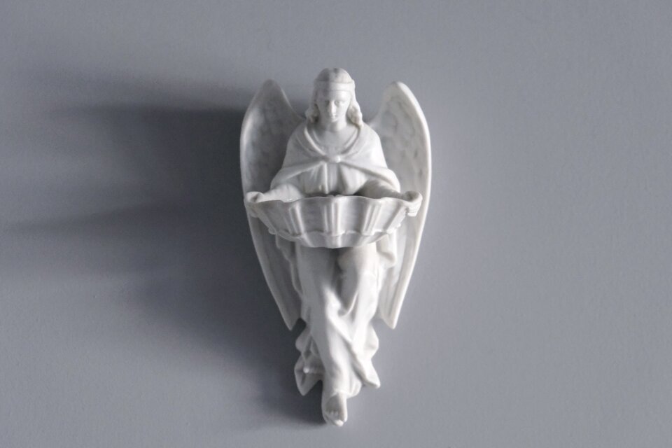 天使 ベニティエ 聖水盤 宗教 ビスク フランス アンティーク 0502292