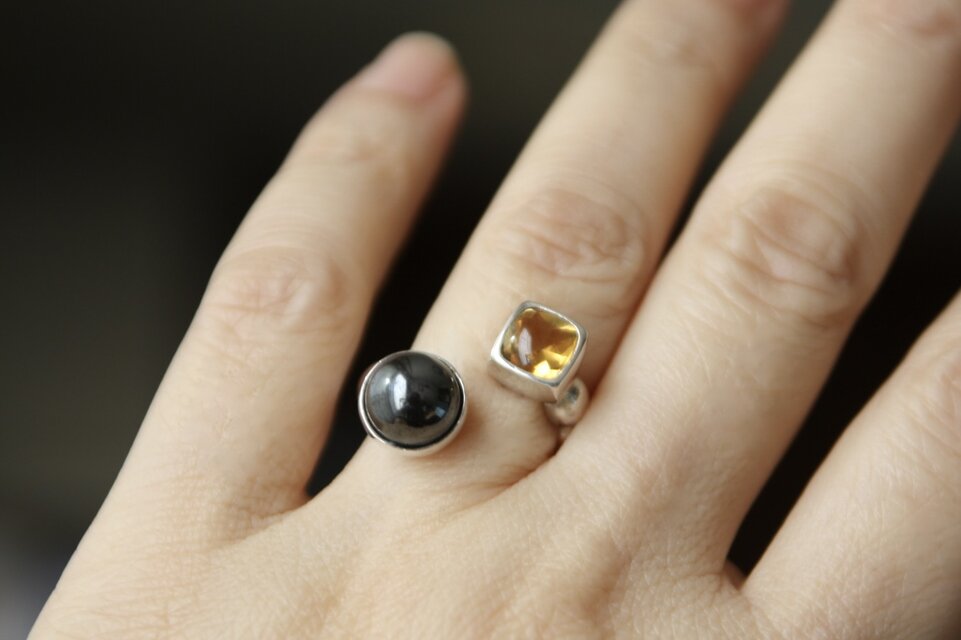 ヘマタイト＆シトリン　silverリング