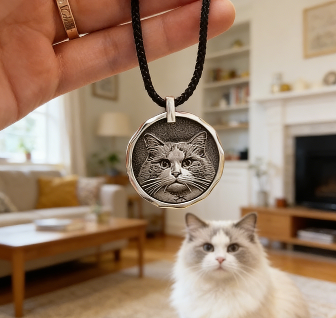 ペット ネックレス オーダーメイド、ペット 似顔絵 ジュエリー 猫好き