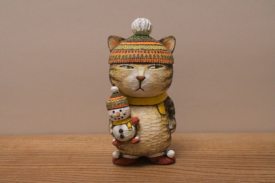 クリスマス　雪だるまネコ