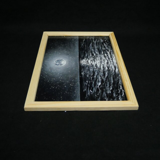 油絵【白黒の満月と星空の海】 | iichi 日々の暮らしを心地よくする