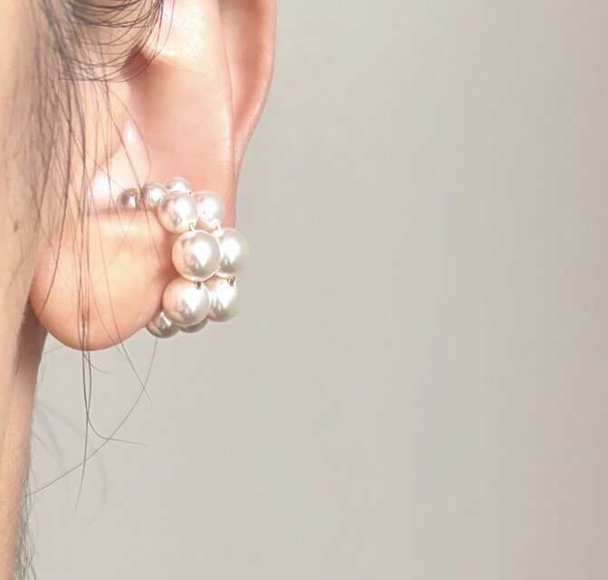 14kgf volume　パール イヤーカフ　クリスタルパール