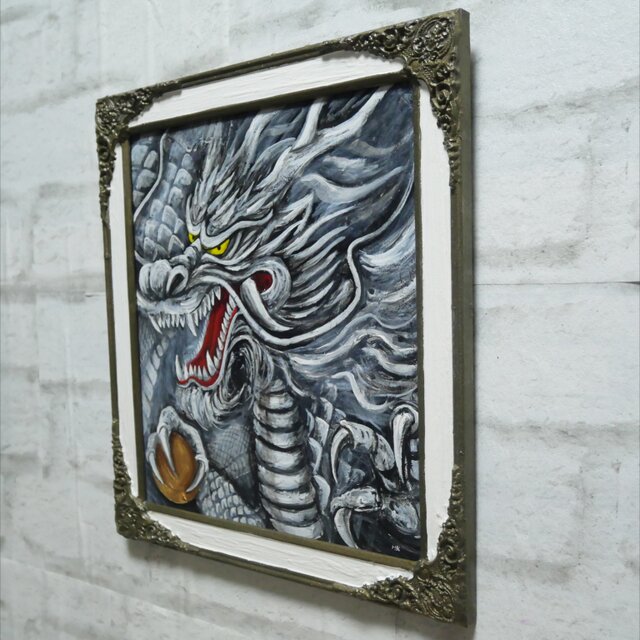 油絵 油彩 油彩画 絵 絵画【白龍】 | iichi 日々の暮らしを心地よく