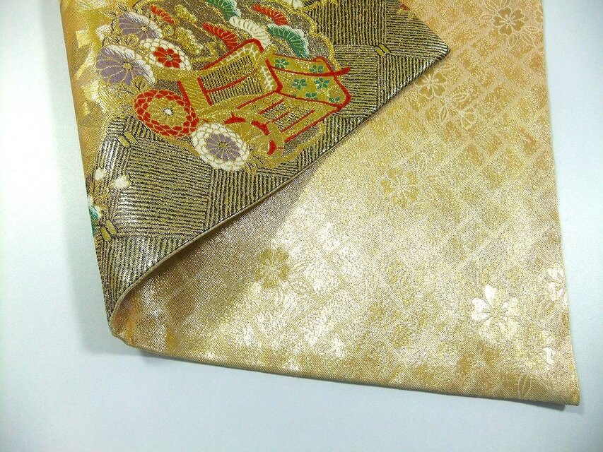 16)2399】30×56cm/鳳凰丸文様/テーブルセンター/和風/帯リメイク/日本