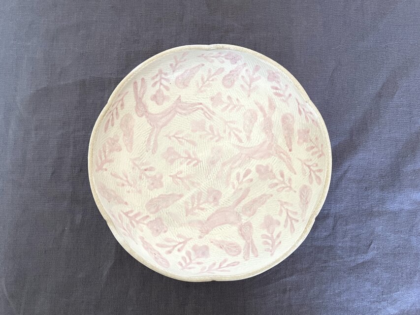 「野あそび　輪花鉢　ピンク」