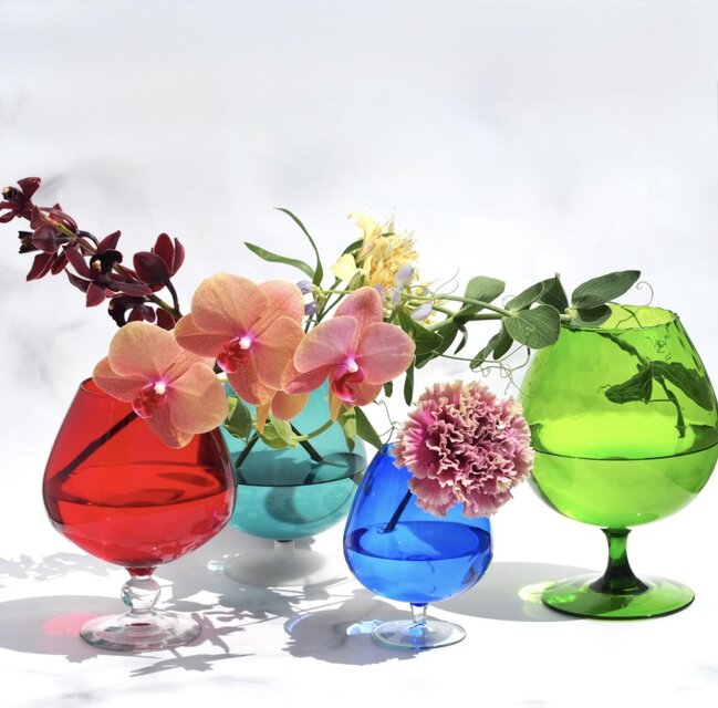 ベルギー製/ヴィンテージ / クリスタルガラス花瓶 / ルビーレッド