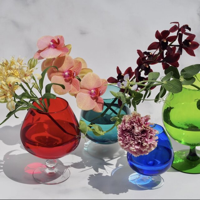 ベルギー製/ヴィンテージ / クリスタルガラス花瓶 / ルビーレッド