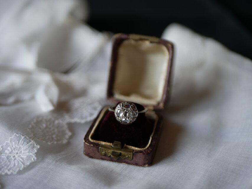 ローズカットダイヤモンド　シルバーリング　フランスアンティーク　アンティークジュエリー