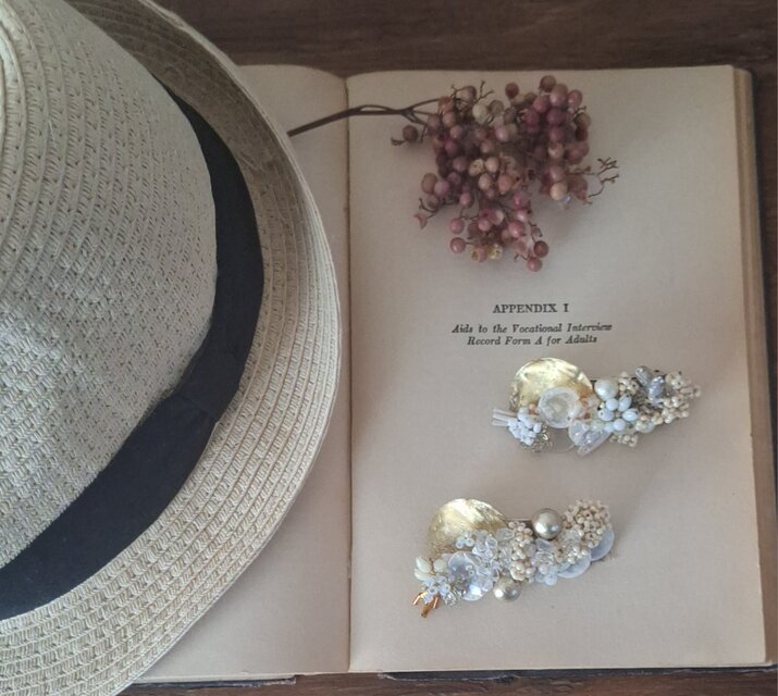 満月と光のかけら　バレッタ