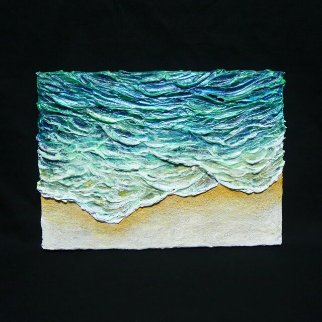 油絵【エメラルドグリーンの海】