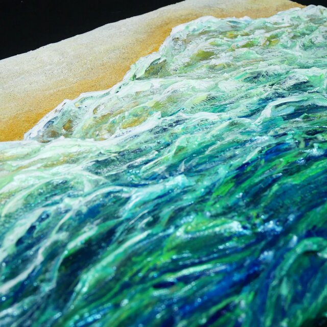 油絵【エメラルドグリーンの海】 | iichi 日々の暮らしを心地よくする