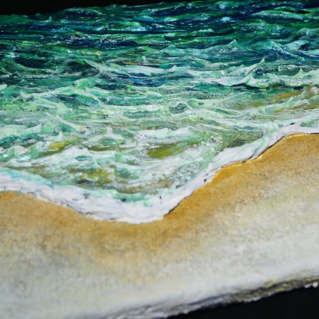 油絵【エメラルドグリーンの海】 | iichi 日々の暮らしを心地よくする